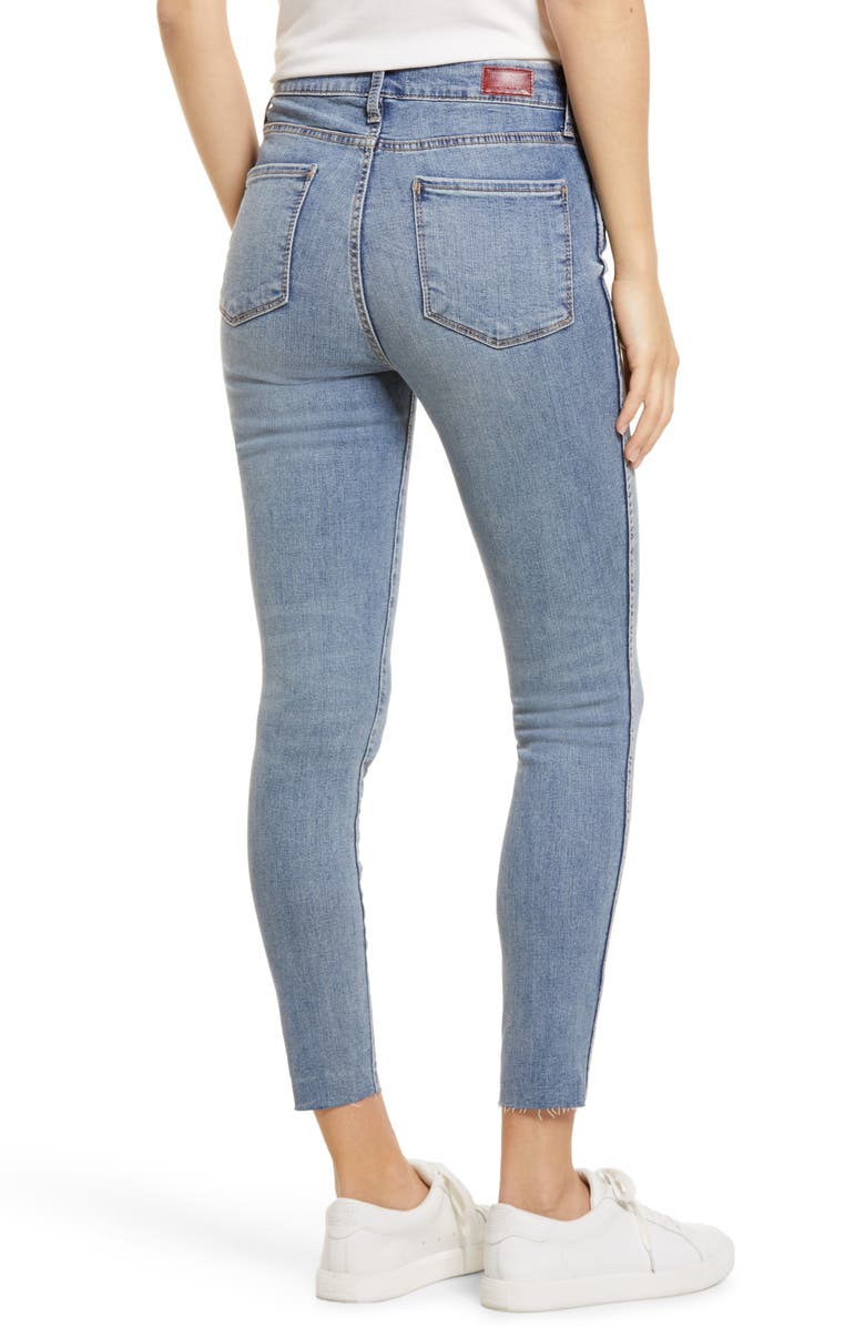 Whetherly Cooper High Waist Raw Hem Crop Skinny Jeans, Alternate, color, 