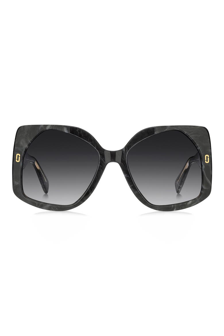 56mm Geometric Square Sunglasses, Main, color, GREY MARBLE/ DARK GREY SF