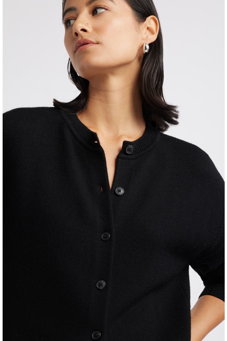 Merino Wool Cardigan, Alternate, color, BLACK