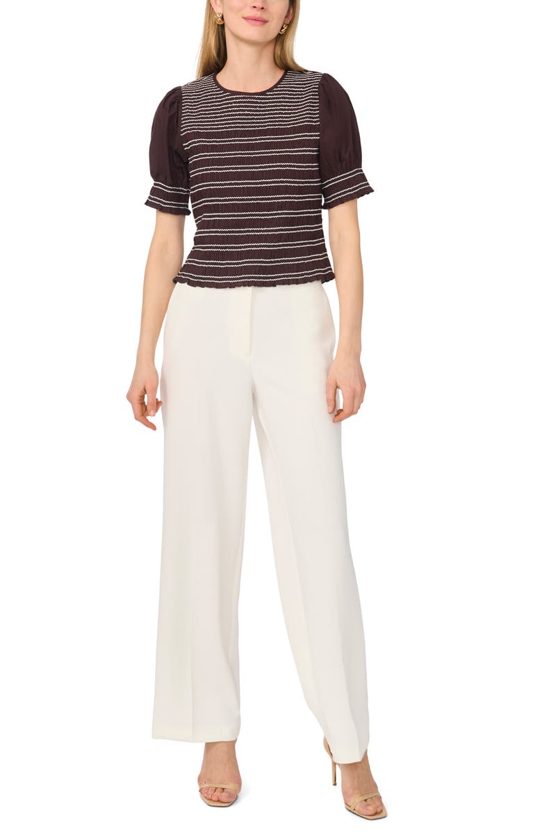 Parker Smocked Puff Sleeve Cotton Top, Alternate, color, Dark Chocolate Delight