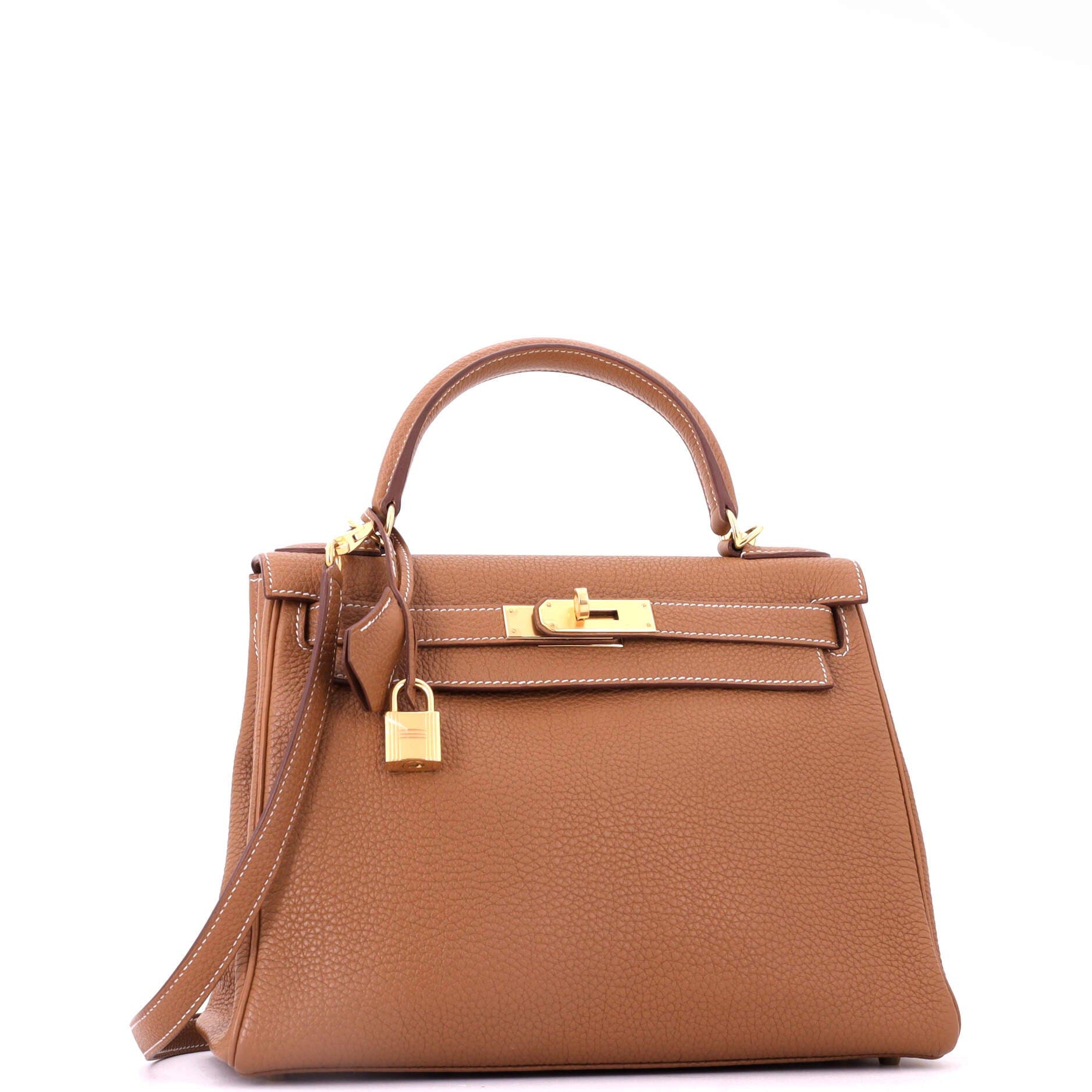 Pre-Owned Hermes Kelly Handbag Brown Togo with Gold Hardware 28, Alternate, color, Gold