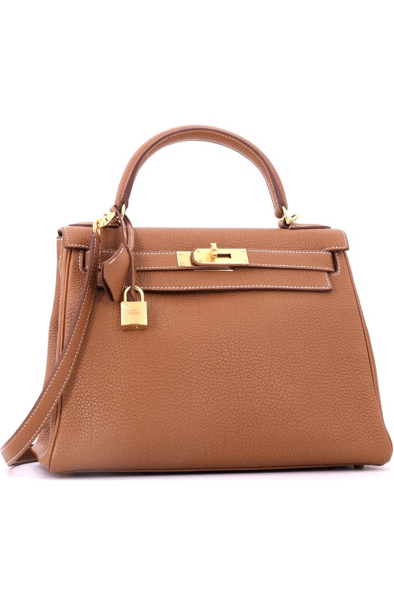 Pre-Owned Hermes Kelly Handbag Brown Togo with Gold Hardware 28, Alternate, color, Gold