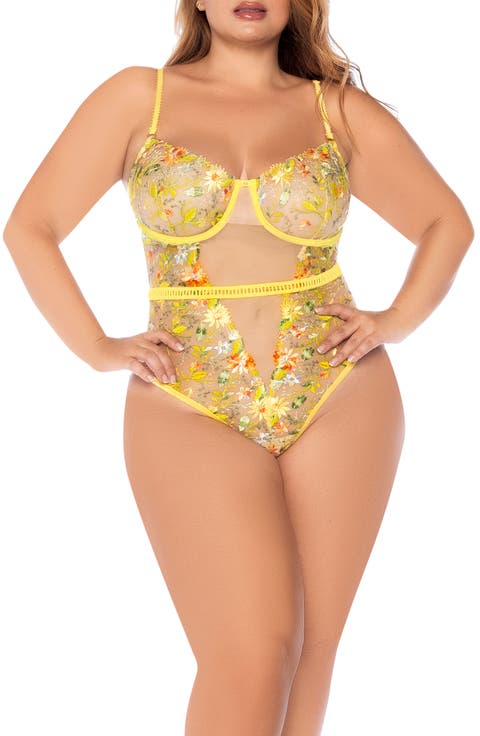 Embroidered Underwire Teddy (Plus)
