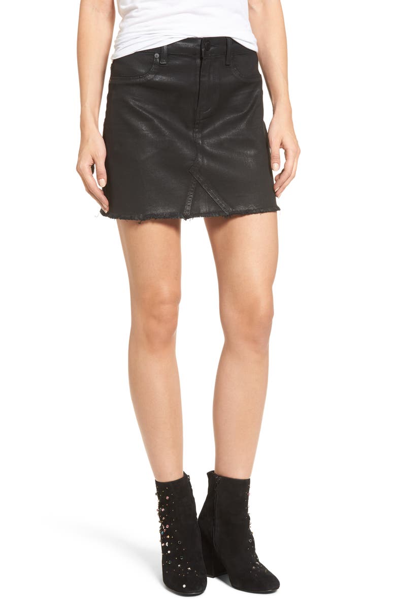 BLANKNYC Black Jack Coated Denim Miniskirt, Main, color, 