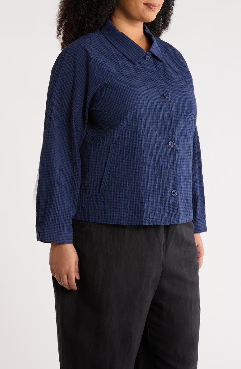 Eileen Fisher Classic Seersucker Shirt Jacket, Alternate, color, Deep Dive