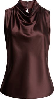 Veronica Beard Tam Cowl Neck Sleeveless Silk Blend Top