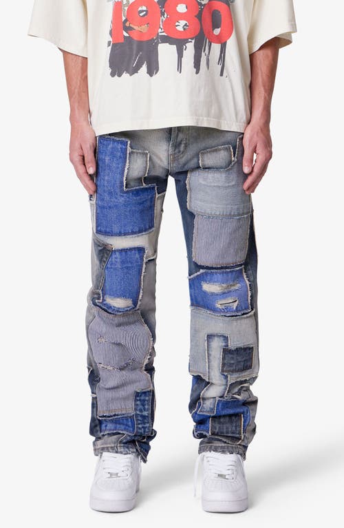Mnml Straight Patchwork Jeans In Blue
