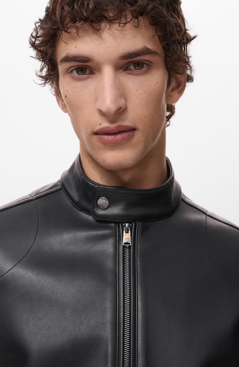 MANGO Faux Leather Jacket, Alternate, color, Black