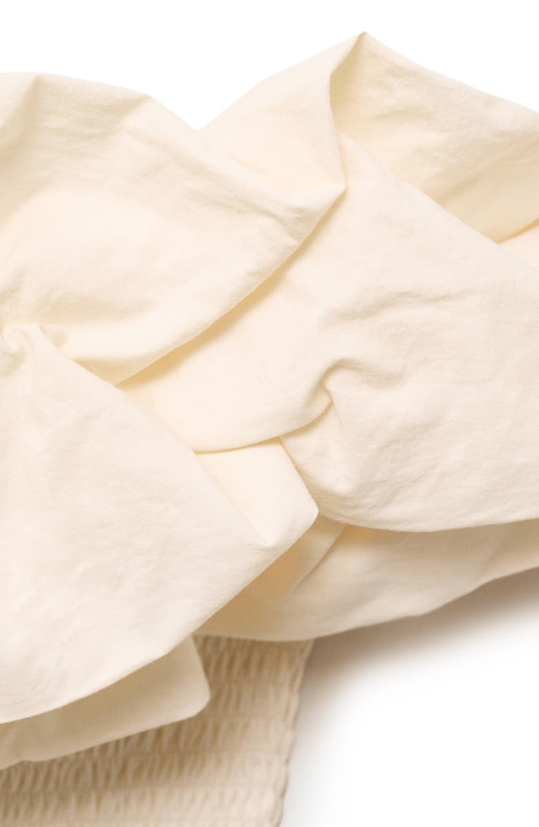 MANGO Smocked Ruffle Tube Top, Alternate, color, Ecru