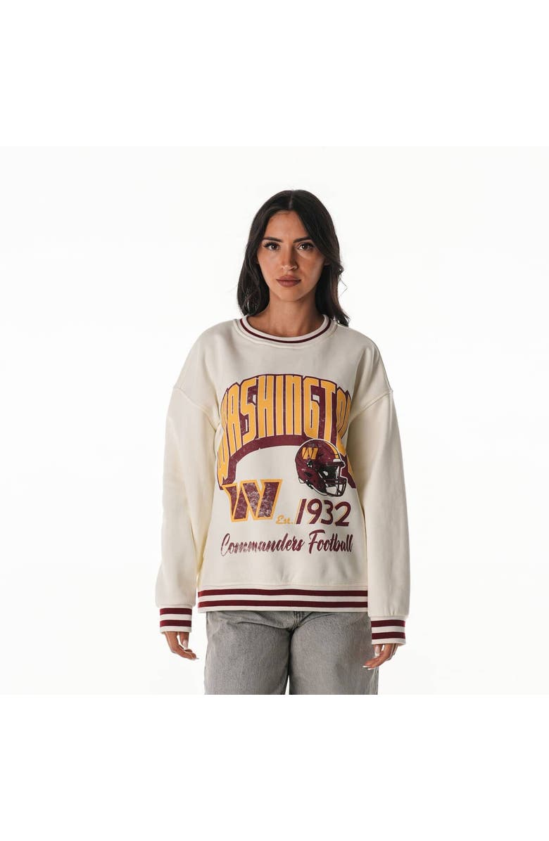 THE WILD COLLECTIVE Women's The Wild Collective Cream Washington Commanders Oversized Vintage French Terry Sweatshirt, Main, color, Cream