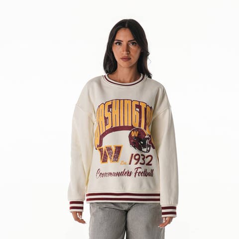 Women's The Wild Collective Cream Washington Commanders Oversized Vintage French Terry Sweatshirt