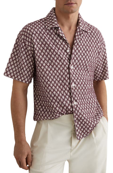 Mill Textured Short Sleeve Button-Up Shirt