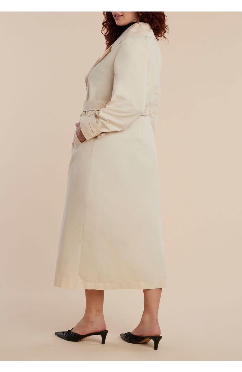 ELOQUII Long Trench Coat, Alternate, color, Creme Brulee