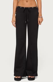 EDIKTED Grommet Drawstring Low Rise Straight Leg Pants