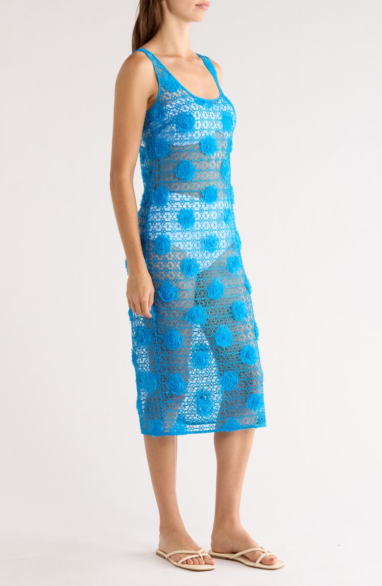 Milly 3D Knit Mesh Cover-Up Dress, Alternate, color, Blue