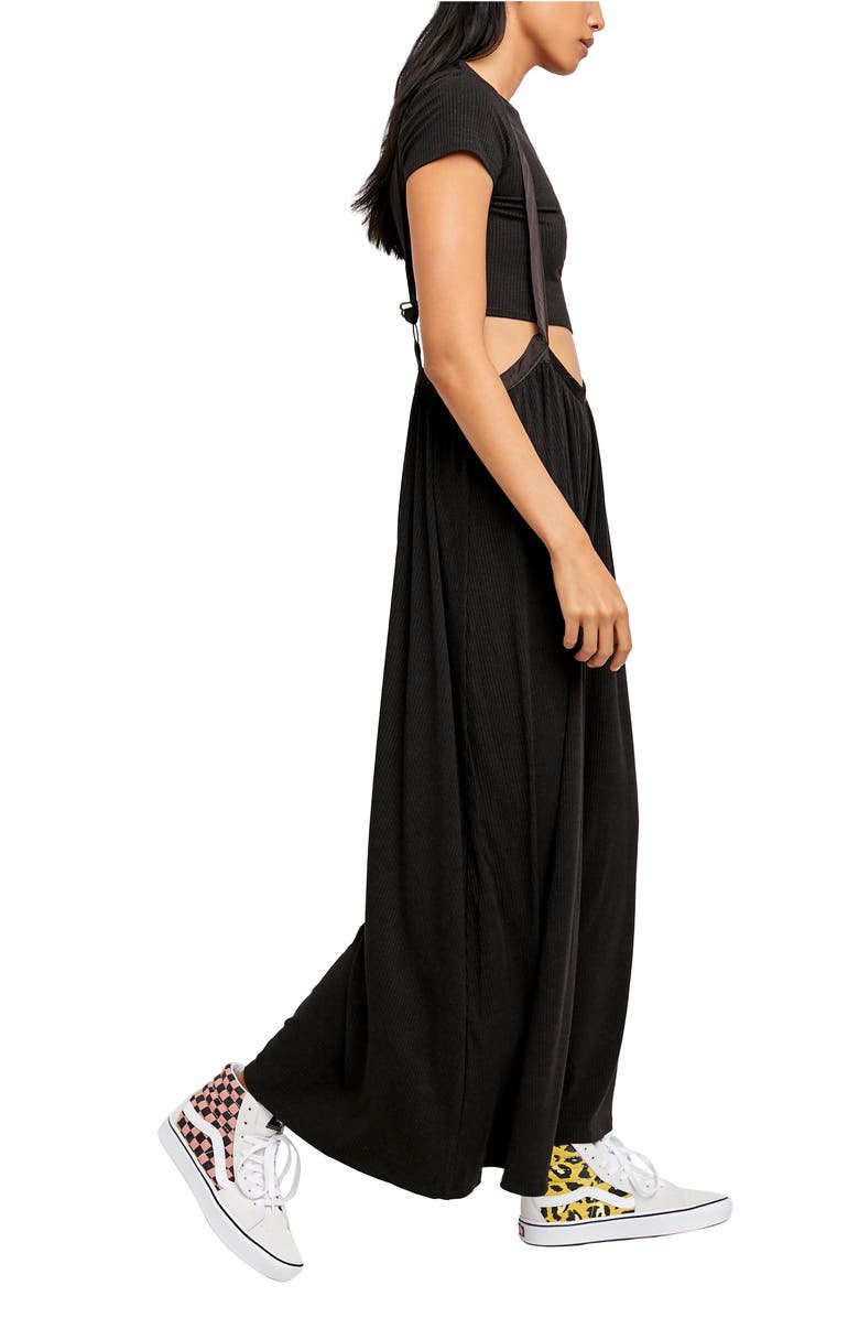 Free People Brookside Rib T-Shirt & Overalls, Alternate, color,