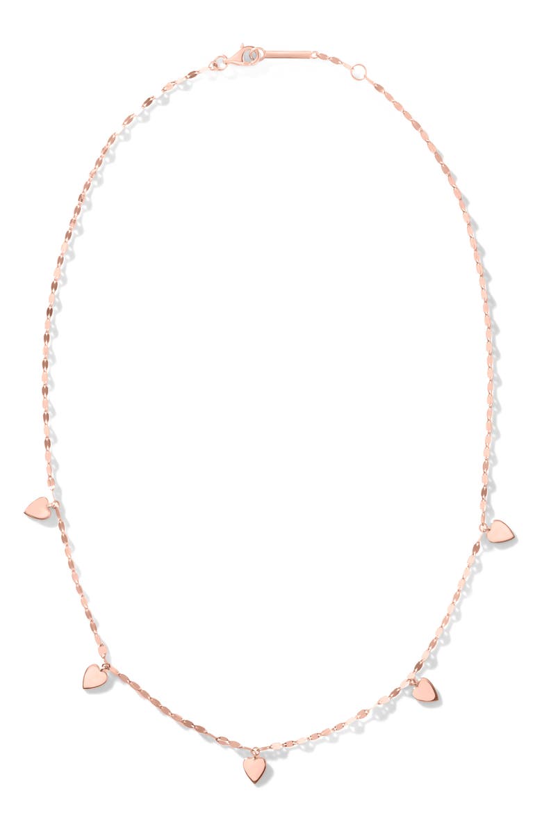 LANA 14K Gold 5-Heart Charm Necklace, Alternate, color, Rose