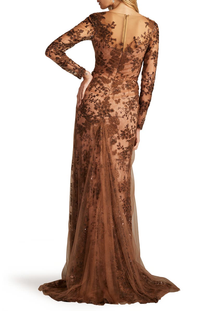 Tadashi Shoji Embroidered Sequin Lace Long Sleeve Gown, Alternate, color, 