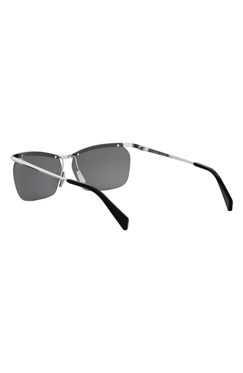 CELINE 62mm Oversize Geometric Sunglasses, Alternate, color, Shiny Palladium / Smoke