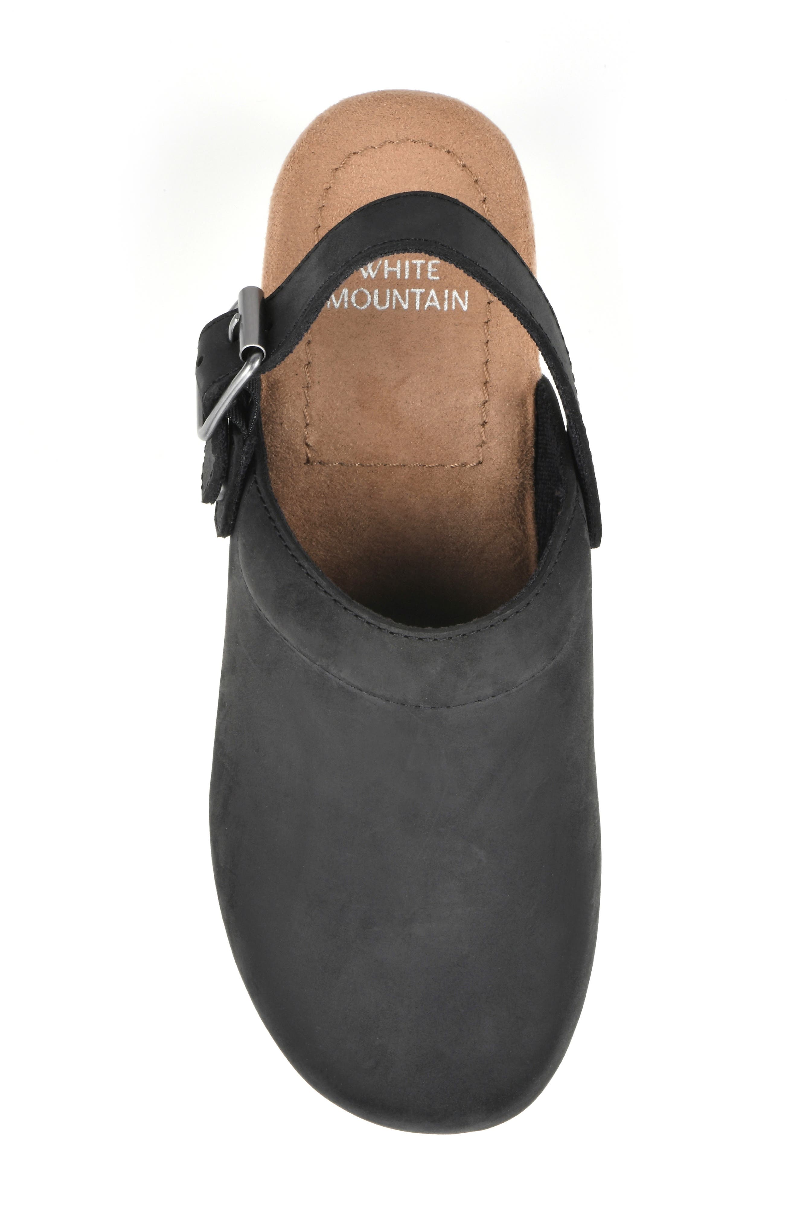 White Mountain Footwear White Mountain Being Buckled Leather Clog, Alternate, color, Black/ Nubuck