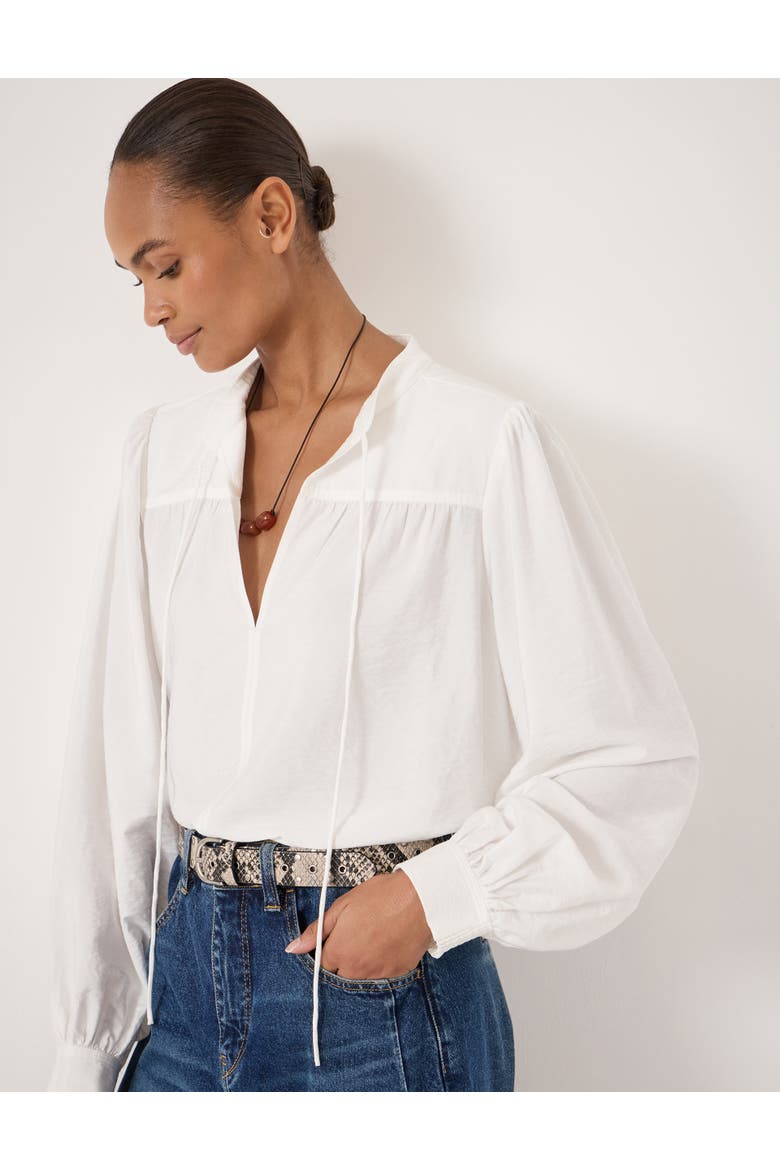 Harlow Tie Front Detail Blouse, Main, color, Ecru White