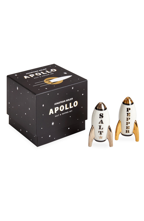Jonathan Adler Apollo Salt And Pepper Set In Black/gold/silver