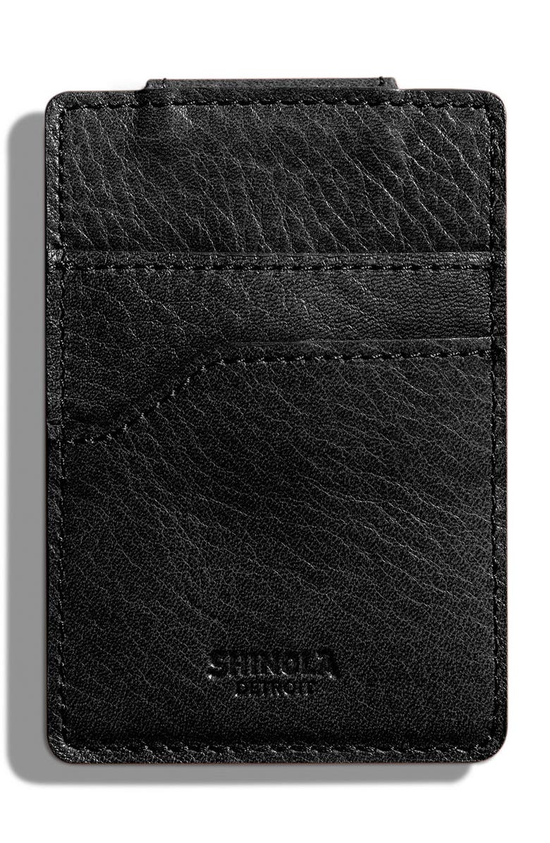 Shinola Money Clip Card Case, Alternate, color, Black