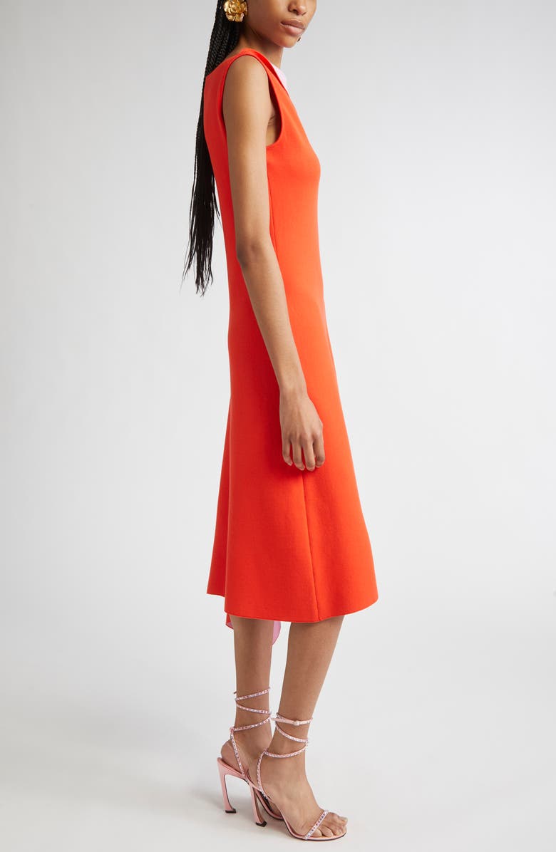 Oscar de la Renta Draped Double Face Jersey Dress, Alternate, color, Lily/ Carnelian
