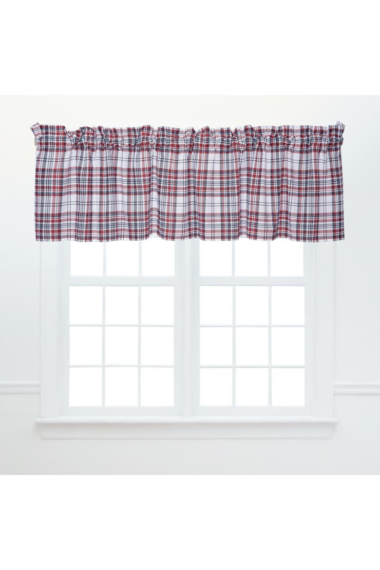 Benjamin Red & Blue 100% Cotton Set of 2 Americana Window Valances 15" x 72", Main, color, Blue