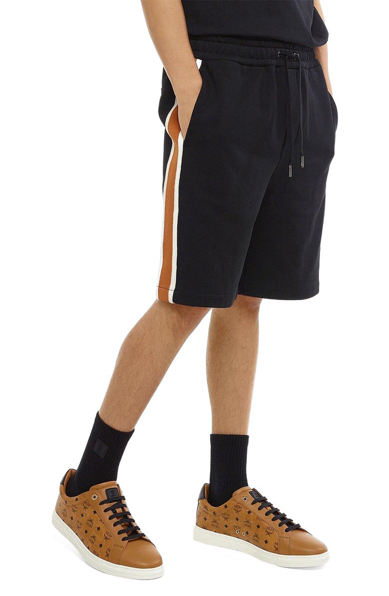 MCM Men's Classic Logo Track Shorts in Organic Cotton, Main, color, Black