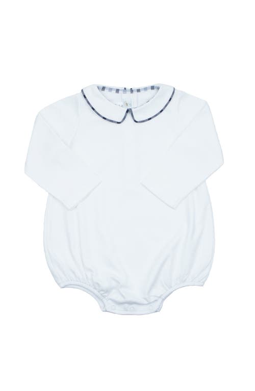 Cuclie Babies'  Gingham Piping Bubble Romper In White
