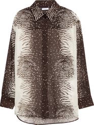 FERRAGAMO Animal Print Silk Chiffon Button-Up Shirt