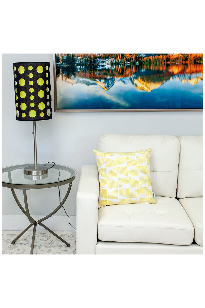 Geometric Embroidered Cotton Pillow, Alternate, color, YELLOW