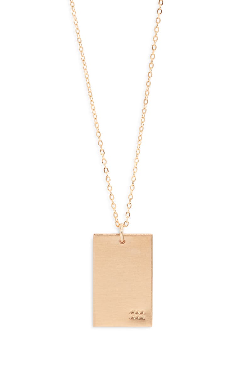 Goldie Zodiac Pendant Necklace, Main, color, GOLD / AQUARIUS