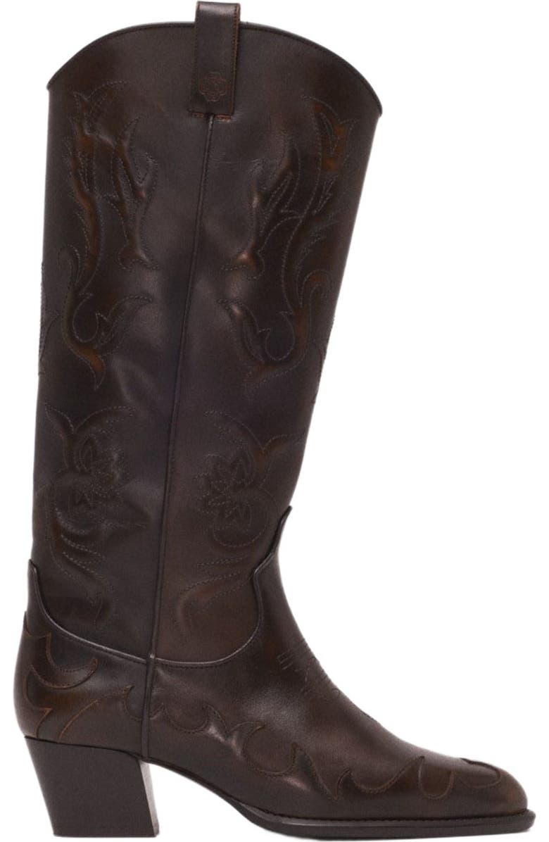 maje Leather cowboy boots, Main, color, Brown