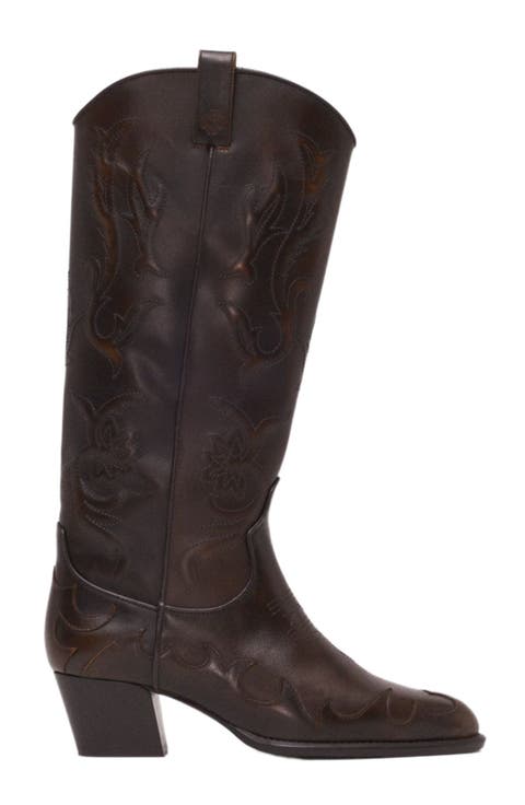 Leather cowboy boots
