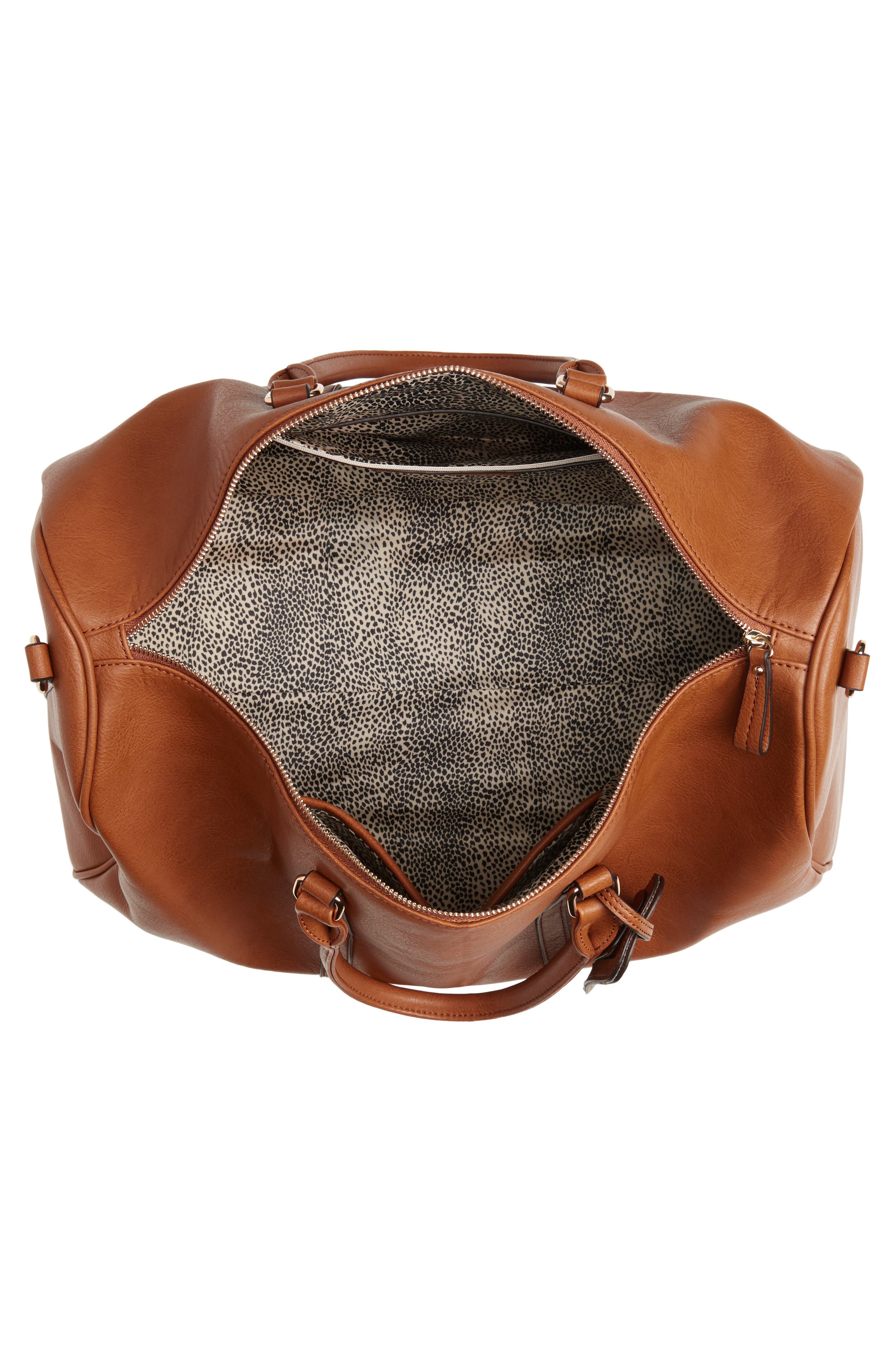 Lacie Faux Leather Duffle Bag, Alternate, color, BROWN