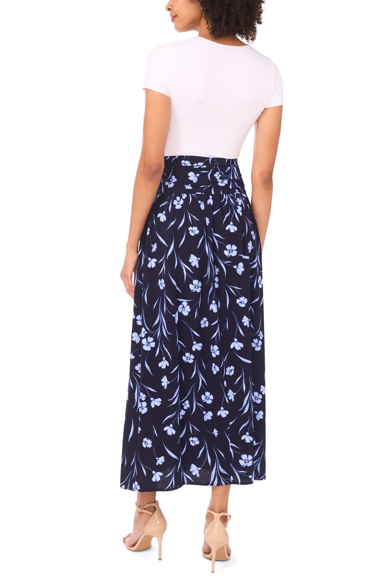 Floral Shirred Maxi Skirt, Alternate, color, CLASSIC NAVY
