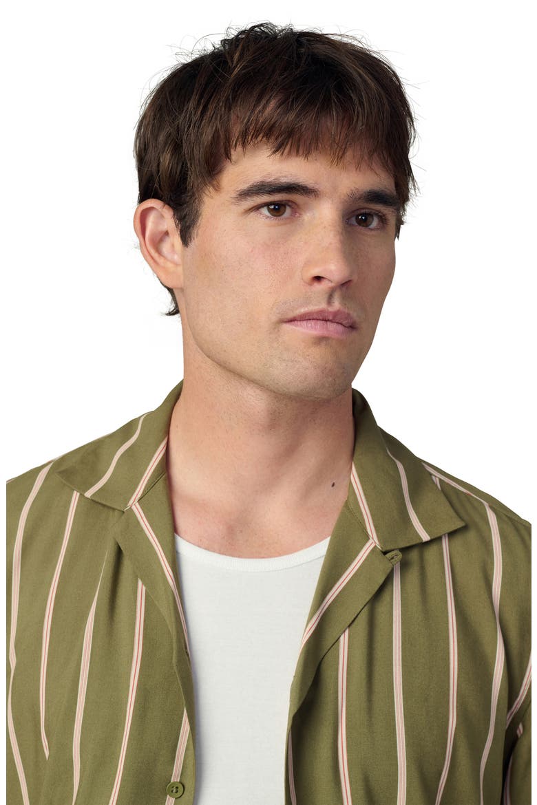 Stripe Camp Shirt, Alternate, color, OLIVE STRIPE