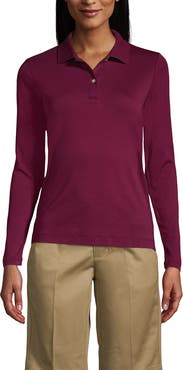Lands' End School Uniform  Long Sleeve Feminine Fit Interlock Polo Shirt