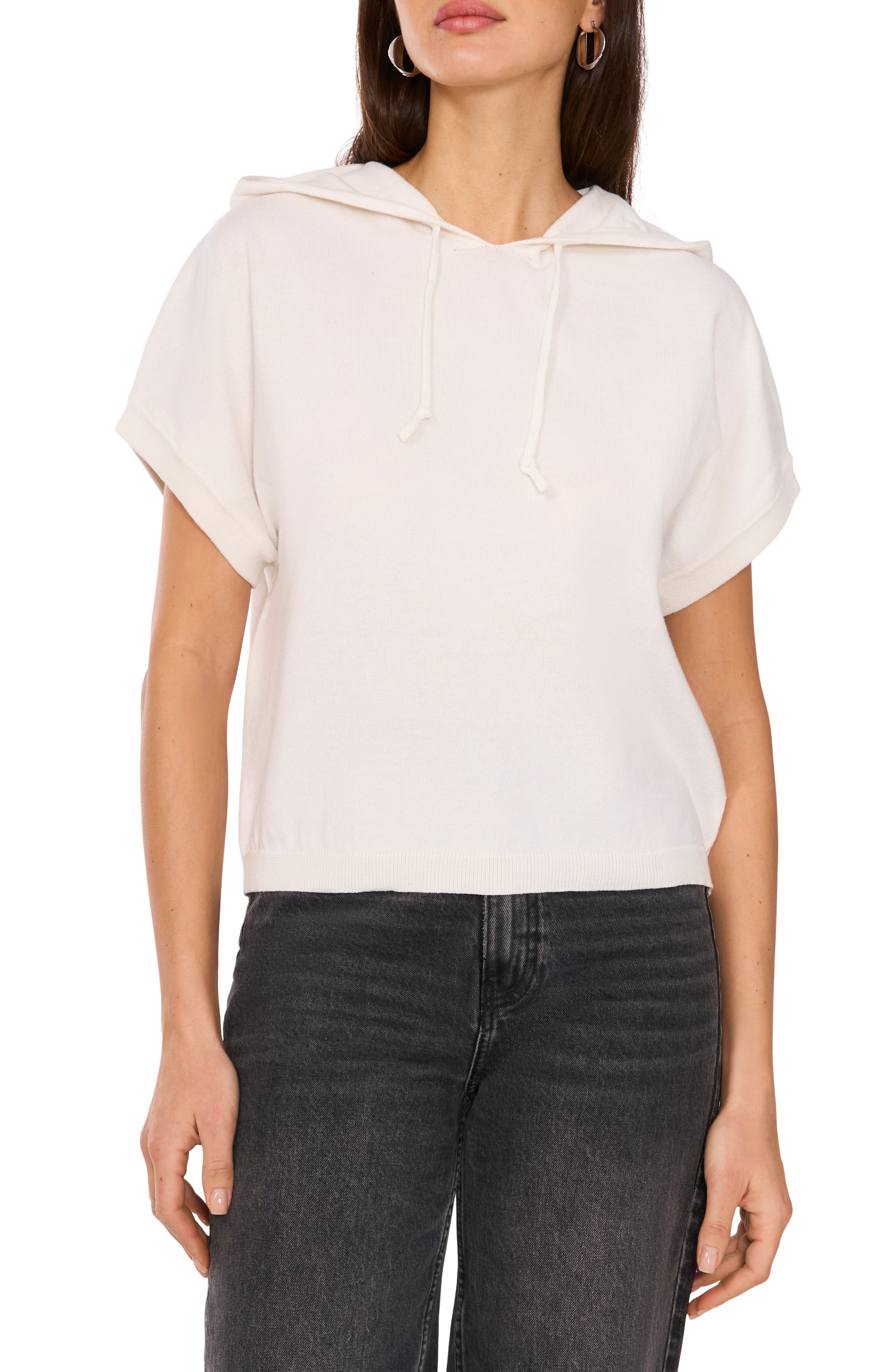 Vince Camuto Short Sleeve Hooded Sweater