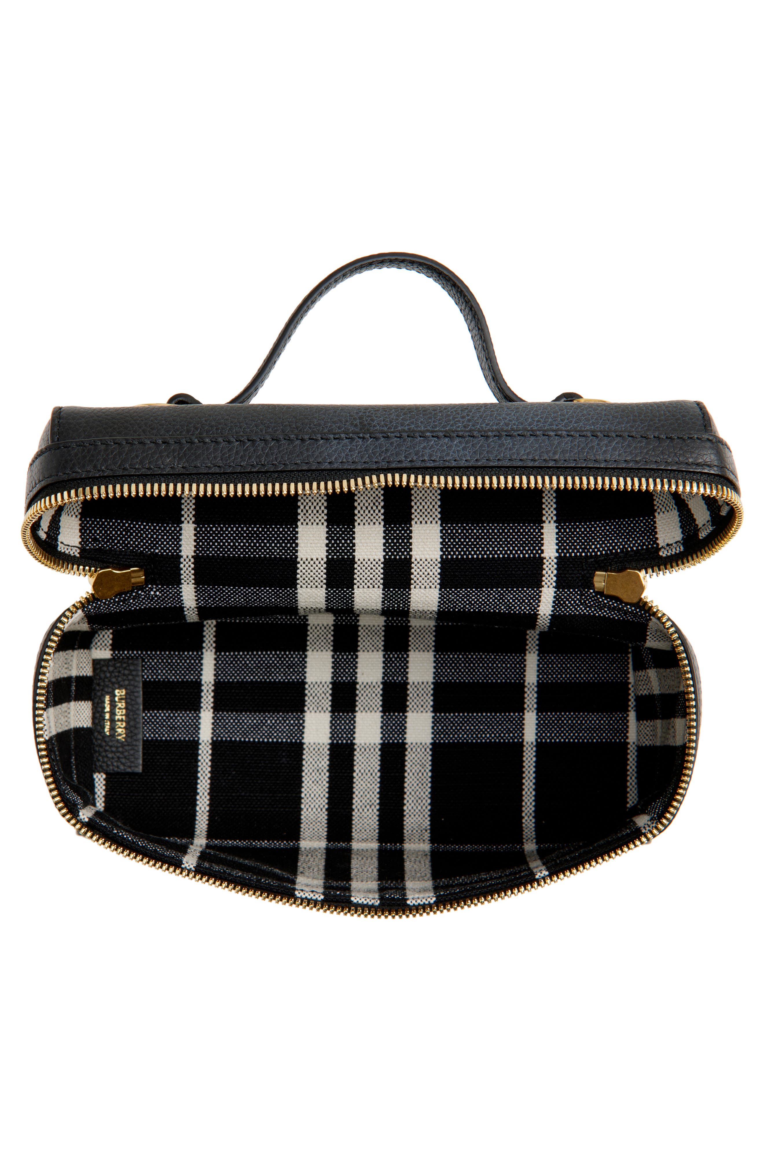 Bloomsbury Leather Vanity Bag, Alternate, color, BLACK/BLACK CALICO