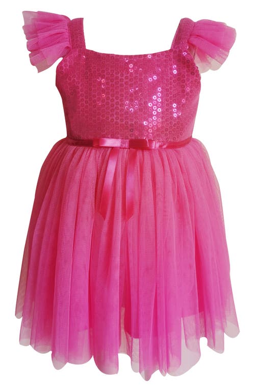 Popatu Sequin & Tulle Party Dress in Hot Pink 