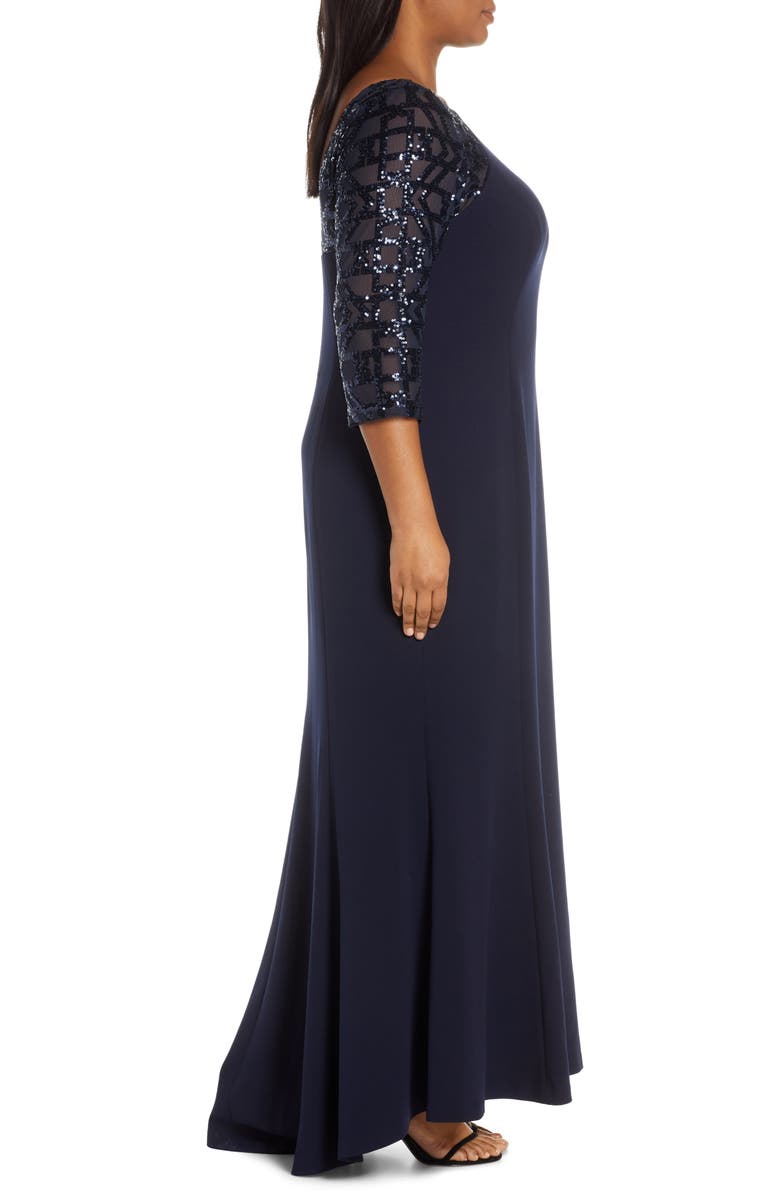 Vince Camuto Sequin Crepe Trumpet Gown, Alternate, color, 