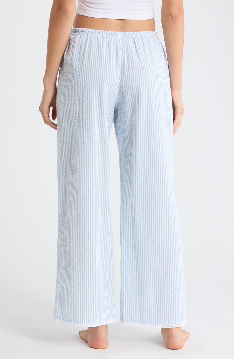 Open Edit Seersucker Sleep Pants, Alternate, color, White- Blue Hickory Stripe