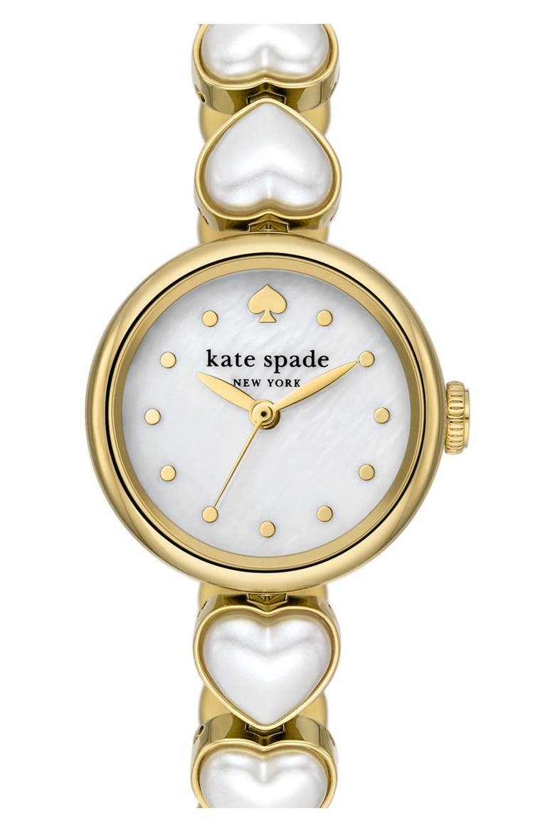 monroe imitation pearl heart bracelet watch, 24mm, Alternate, color, GOLD