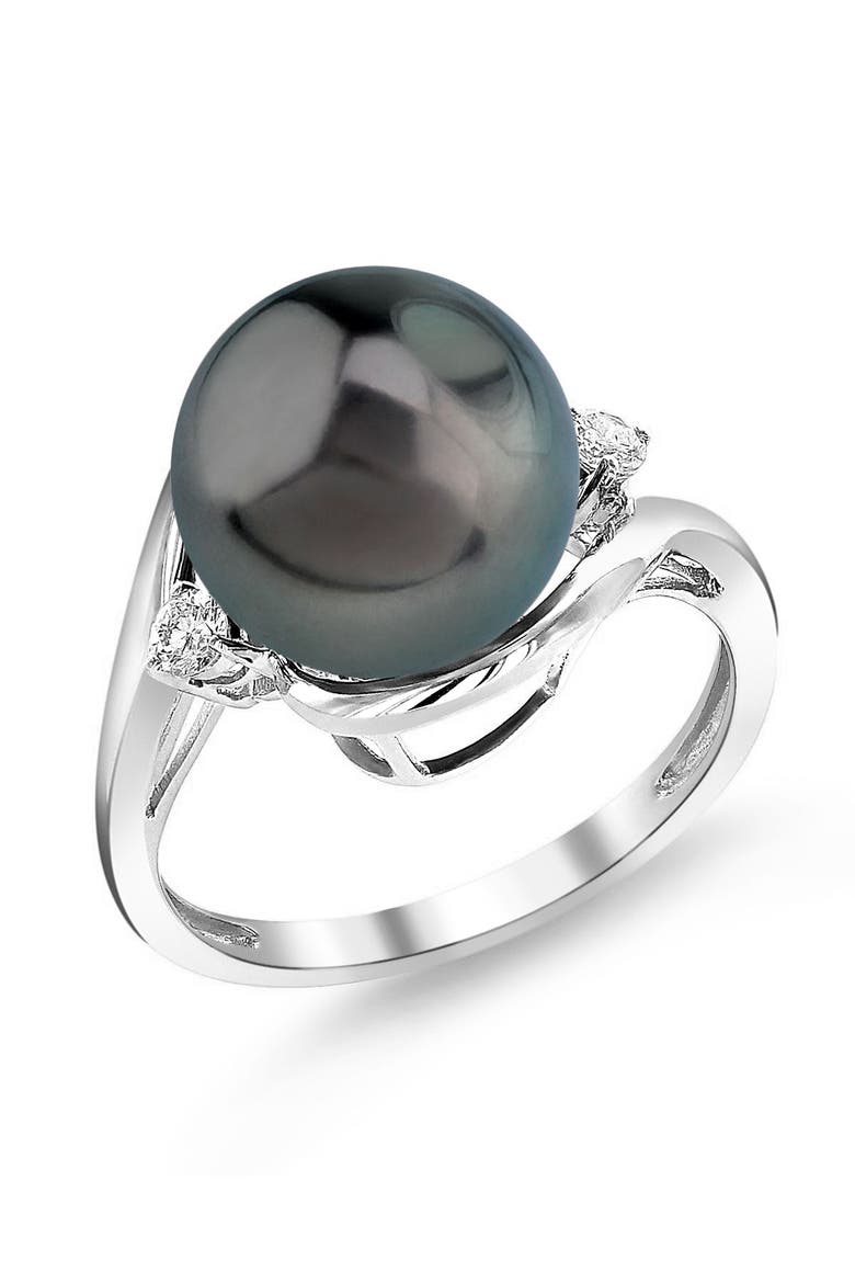 Tahitian South Sea Pearl & Diamond Sia Ring, Main, color, White Gold