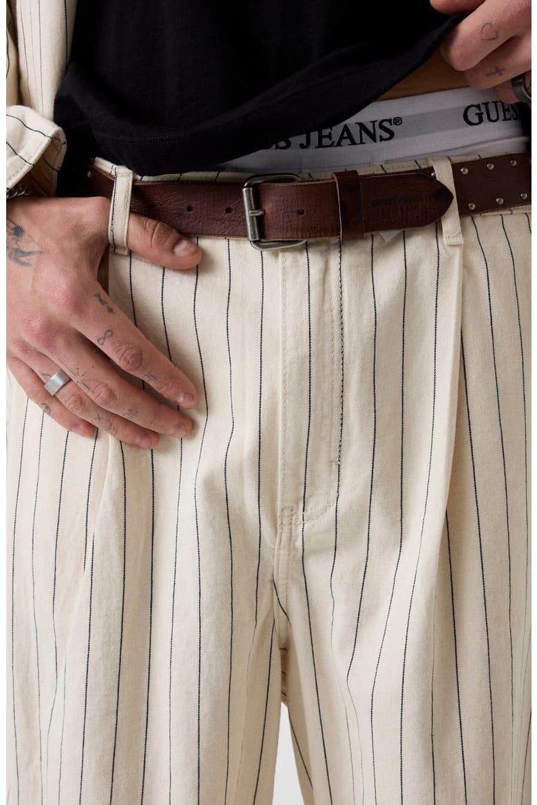 Pleated Stripe Baggy Shorts, Alternate, color, NATURAL