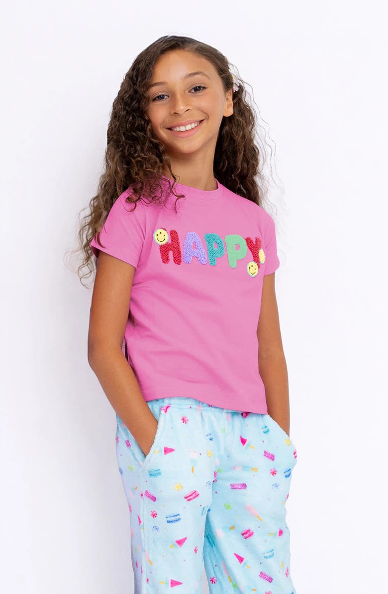 Preppy Goose Happy Applique Short Sleeve Tee, Alternate, color, Medium Pink