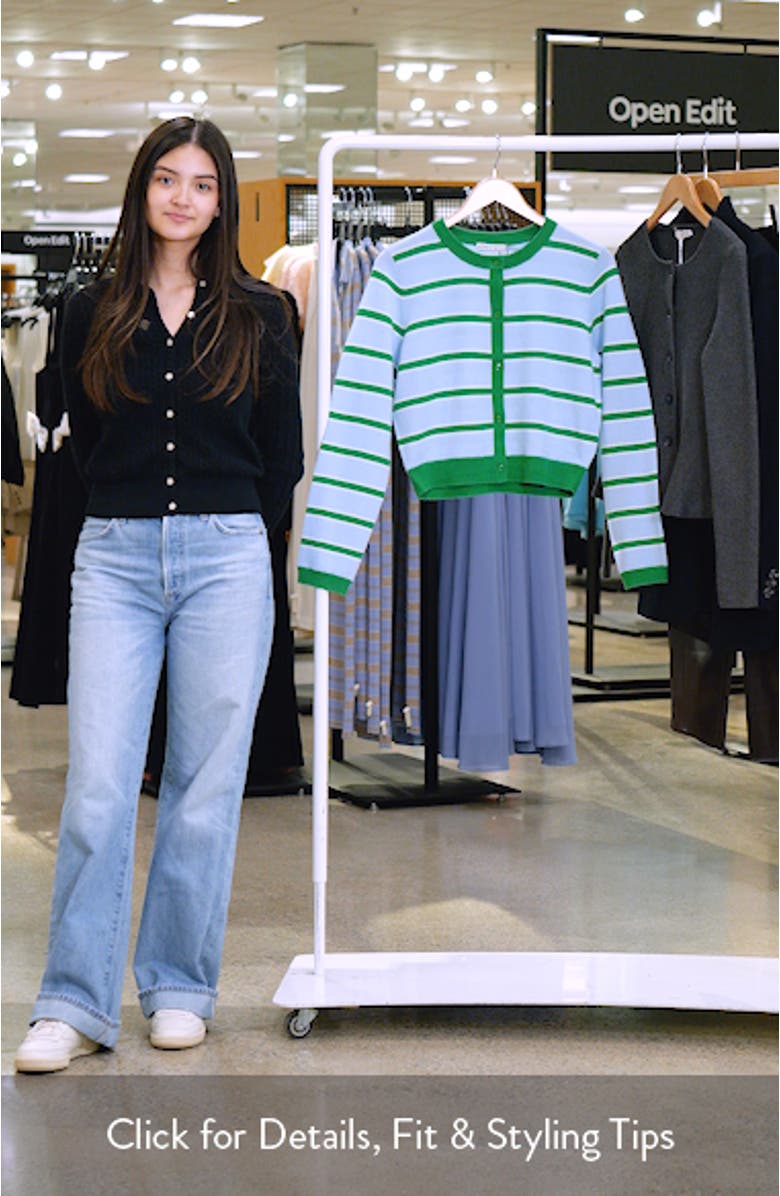 Dollie Stripe Crop Cashmere Blend Cardigan, sales video thumbnail